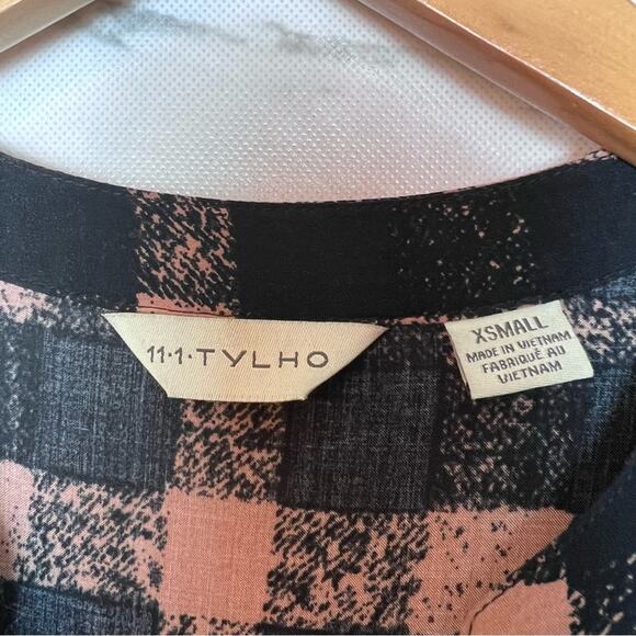 Anthropologie 11.1 Tylho Checkered Buffalo Plaid Button Front Shirt Dress XS - Picture 4 of 9